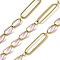 304 Stainless Steel Enamel Figaro Chains, Soldered, with Spool, Ion Plating(IP), Real 18K Gold Plated, Flamingo, 20x5x1mm
