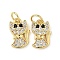 Brass Micro Pave Cubic Zirconia Charms, Rack Plating, Lead Free & Cadmium Free, Long-Lasting Plated, with Jump Ring, Real 18K Gold Plated, Cat Shape, 13x8.5x2mm, Hole: 3.5mm