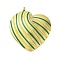 304 Stainless Steel Pendants, with Enamel, Stripe Heart Charm, Golden, Champagne Yellow, 28x24x4.5mm, Hole: 2mm
