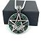 Stainless Steel Emerald Rhinestone Star Pendant Necklaces for Women Men, Stainless Steel Color