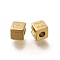 Ion Plating(IP) 304 Stainless Steel Beads, Cube with Letter, Real 14K Gold Plated, Letter R, 5x5x5mm, Hole: 2mm