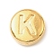 304 Stainless Steel Beads, Flat Round with Letter, Golden, Letter K, 7x3.5mm, Hole: 1.7mm