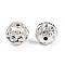 Brass Rhinestone Beads, Grade A, Silver Color Plated, Round, Crystal AB, 8mm, Hole: 1mm
