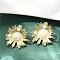Brass ABS Imitation Pearl Stud Earrings, Long-Lasting Plated, Cadmium Free & Lead Free, Rack Plating, Flower, Real 18K Gold Plated, 24x24.5mm