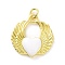 Rack Plating Brass Enamel Pendants, with Jump Ring, Long-Lasting Plated, Real 18K Gold Plated, Cadmium Free & Lead Free, Wing with Heart Charm, White, 20.5x19x3.5mm, Jump Ring: 5x0.8mm, Inner Diameter: 3.5mm