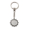 304 Stainless Steel Keychains Component, Sun with Alloy Round Bezel Cup Settings, Platinum, Tray: 20mm, 97.5mm
