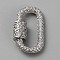 Brass Micro Pave Clear Cubic Zirconia Screw Carabiner Lock Charms, for Necklaces Making, Quick Links, Oval, Platinum, 24x14.5x3~6mm
