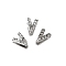304 Stainless Steel Ice Pick Pinch Bails, Letter V, with Rhinestone, Stainless Steel Color, 7x5x5mm, Pin: 1mm