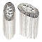 Fashionable Alloy Tassel Epaulettes, Crystal Rhinestone Shoulder Badge, with Cloth, Sew On Patches, Oval, Platinum, 188x52x8.7mm