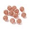 Rack Plating Brass Hollow Beads, Cadmium Free & Lead Free, Round, Rose Gold, 10mm, Hole: 1.2mm