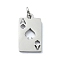 Non-Tarnish 304 Stainless Steel Pendants, with Jump Rings, Laser Cut, Rectangle with Ace of Heart Charm, Stainless Steel Color, 18x9.5x1mm, Hole: 3mm