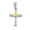 Ion Plating(IP) 304 Stainless Steel Cubic Zirconia Pendants, Cross Charm, Golden & Stainless Steel Color, 23.5x16x2.5mm, Hole: 6x3.5mm
