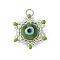Beaded Star Eye Charms, Loom Pattern Glass Seed Beads Pendants, with Lampwork, Jump Rings, Lime, 17.5x15.5x8.5mm, Hole: 2.5mm