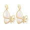 Brass Micro Pave Clear Cubic Zirconia Pendants, with White Shell, Butterfly Charms, Real 18K Gold Plated, 27.5x19x4mm, Hole: 4x3mm