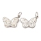 304 Stainless Steel Pendants, with Polymer Clay Crystal Rhinestone and Jump Rings, Butterfly Charm, Stainless Steel Color, 13.5x18.5x4.5mm, Hole: 4mm