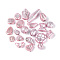 Pearlized Opaque Acrylic Beads, Mixed Shapes, Pearl Pink, 9~18x8.5~29x3~14mm, Hole: 1.6~4mm, about 467pcs/500g