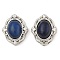 Natural Lapis Lazuli Multi-Strand Links, Flower, with Brass Micro Pave Cubic Zirconia Findings, Rack Plating, Lead Free & Cadmium Free, 21x17.5x9.5mm, Hole: 1.8mm