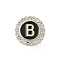 Letter Enamel Pins, Alloy Brooches for Backpack Clothes, with Clear Cubic Zirconia , Letter B, 17.8x17mm