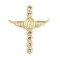 Easter Theme Brass Micro Pave Cubic Zirconia Pendants, Cross with Wing Charms, Long-Lasting Plated, Rack Plating, Lead Free & Cadmium Free, Real 18K Gold Plated, 26x22x4mm, Hole: 4x1.5mm