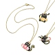 Halskette mit Katzenanhänger aus legierter Emaille mit Halloween-Motiv und 304 Edelstahl-Kabelkette NJEW-JN04371-1