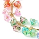 Flower & Leaf & Imitation Pearl Glass Charm Bracelet BJEW-TA00364-2
