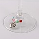 愛のワイングラスで作られた単語付けのチベット風のハートのチャーム  バレンタインデーのために  アンティークシルバー  ミックスカラー  47mm  ピン：0.7mm AJEW-JO00009-06-2
