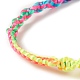 Bracciale regolabile intrecciato in poliestere color arcobaleno da donna BJEW-F454-04-3