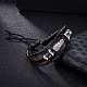Bracelets zinc unisexe aile alliage et cuir tressé multi-brins occasionnels réglables BJEW-BB15612-10