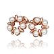 Classic Flower Real Rose Gold Plated Tin Alloy Pearl Ear Studs For Women EJEW-BB13624-1