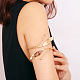 女の子の女性のための葉の袖口のバングル  鉄合金オープンバングル  プラチナ  内径：3-1/4インチ（8.4cm） BJEW-C002-01P-4
