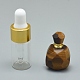 ナチュラルタイガーアイオープン香水ボトルペンダント  真鍮のパーツとガラスのエッセンシャルオイルのボトル  30~36x18~20x9.5~16mm  穴：0.8mm  ガラス瓶容量：3ml（0.101液量オンス）  宝石の容量：1ml（0.03液量オンス） G-E556-01F-1