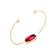 Bracelets de couple manchette en verre ovale en laiton à la mode pour femmes BJEW-BB16074-C-6