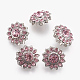 Flower Platinum Plated Zinc Alloy Grade A Rhinestone Jewelry Snap Buttons SNAP-O020-28A-NR-1