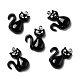 ハロウィン不透明樹脂ペンダント  プラチナトーンの鉄ループ付き  猫  ブラック  28x21x6mm  穴：2mm X-RESI-D055-110P-1