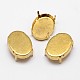 楕円形の真鍮ラインストーン爪セッティング  1mmの誤差範囲内  ゴールドカラー  12x10x0.4mm  10x12ミリカボションのために合う  約600個/袋 KK-M166-01-10x12-1