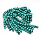 Rondes perles synthétiques turquoise brins G-N0139-03-14mm-2