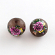Flower Pattern Glass Round Beads GFB-R004-14mm-M05-2