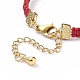 Стеклянный плетеный браслет с цветочным звеном для женщин BJEW-TA00130-03-5