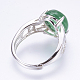 Adjustable Oval Natural Agate Finger Rings RJEW-P059-G03-2