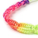 Bracciale regolabile intrecciato in poliestere color arcobaleno da donna BJEW-F454-05-3