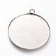 201 Stainless Steel Pendant Cabochon Settings STAS-T004-015-1