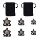 Pandahall 6 個 3 スタイル非磁性ヘマタイトペンダント  亀のチャーム  プラチナトーンのアイロンループとベルベット布の巾着袋6個付き  ブラック  ペンダント：21~40x13.5~30.5x7~10.5mm  穴：2~2.5mm  2個/スタイル G-TA0001-43-2