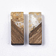 透明樹脂＆ウォールナットウッドチャーム  金箔  長方形  ゴールド  23x9x3.5mm  穴：2mm RESI-Q210-007A-A01-2