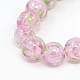 Pearlized Lampwork Inner Flower Round Beads Strands LAMP-O004-A-3