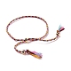 Плетеный браслет-слайдер из полиэстера с латунными бусинами BJEW-A099-01-4