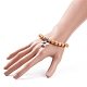 Bracelet extensible rond en perles de bois naturel BJEW-JB08259-3
