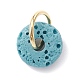 Natural Lava Rock Dyed Disc Charms PALLOY-JF02267-02-2
