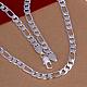 Popular Silver Color Plated Brass Figaro Chain Necklaces for Men NJEW-BB12667-8-2