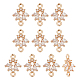 Benecreat 10 個真鍮クリスタルラインストーンコネクタチャーム  花のリンク  ライトゴールド  15~15.5x11x2.7mm  穴：1.4~1.5mm KK-BC0001-50-1