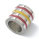 304ステンレス鋼ビーズ  エナメル  縞模様の列  ステンレス鋼色  ミックスカラー  8~9x7.5~9.5mm  穴：4.5mmと5.5mm STAS-B009-02P-3